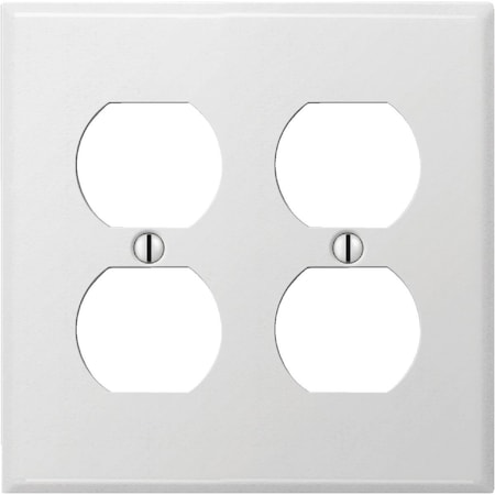 Amerelle PRO 2-Gang Stamped Steel Outlet Wall Plate, Smooth White C981DDW